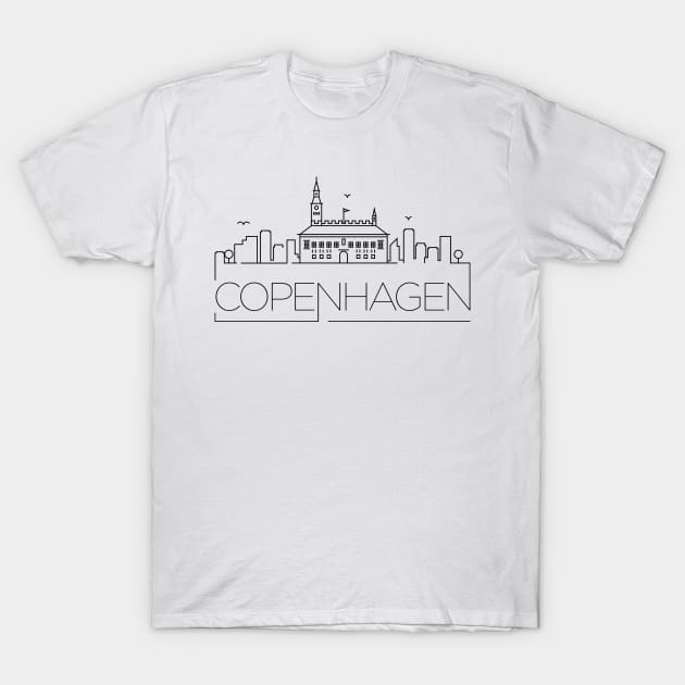 Copenhagen Minimal Skyline T-Shirt by kursatunsal